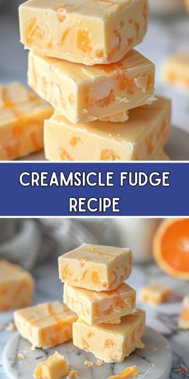 Creamsicle Fudge Recipe - Easy & Dreamy Treat! Flavoured Fudge Recipe, Dream Cycle Fudge, Orange Fudge Easy, Double Decker Fudge, Pineapple Fudge Recipe, Easy Fall Candy Recipes, Flavored Fudge Recipes, Fall Fudge Recipes, Fluff Fudge Recipe