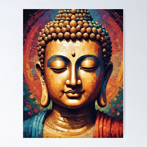 "Pixelated Multicolor Modern Art Buddha" Poster for Sale by Dev-Ang | Redbubble Buddha Painting Canvas Modern, Cafe Renovation, Gods Painting, Buddha Background, Buddha Poster, Iron Man Drawing, Paint Book, Buddha Painting Canvas, Book Painting