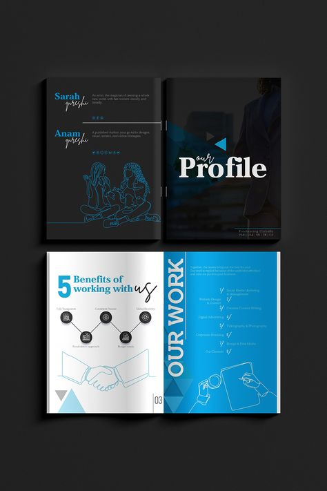 Company profile design It Company Profile, Corporate Profile Design, Company Profile Design Templates, Portfolio Pdf, Corporate Profile, Portfolio Case, Documents Design, Social Media Company, Team Members