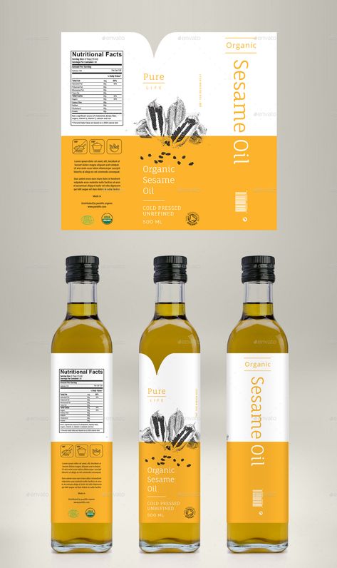 Olive Oil, Sesame Oil & Flax Oil Label Preview - GraphicRiver Olive Oil Bottle Design, Cooking Oil Bottle, Oil Label, Olive Oil Packaging, Bottle Label Design, Mustard Oil, Edible Oil, Olive Oil Bottles, 3 Am