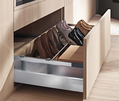 Shoe Rack Drawer, Shoe Storage Drawers, Shoe Cabinet Design, Clever Closet, Shoe Drawer, Shoe Cupboard, Closet Shoe Storage, Cabinet Detailing, Walking Closet