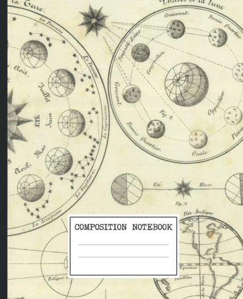 Composition Notebook: Dark Academia Aesthetic College Ruled With Astronomy Drawings Cover Design Perfect for present Aesthetic Composition Notebook, Aesthetic Composition, Composition Notebook Covers, Aesthetic College, Vintage Notebook, Dark Academia Aesthetic, Composition Notebook, Academia Aesthetic, Notebook Cover