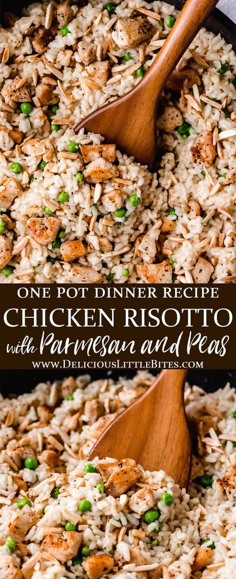 Crockpot Chicken Risotto Recipes, Chicken Pea Risotto, One Pot Risotto Recipes, One Pot Chicken Risotto, Chicken And Rissoto, Chicken Parmesan Risotto, Slow Cooker Chicken Risotto, Rotisserie Chicken Risotto, Risotto And Chicken Recipes