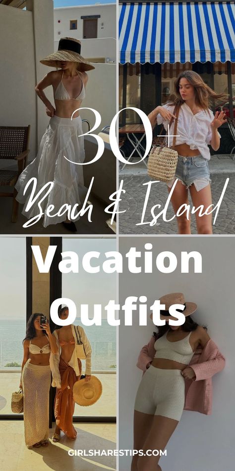 Elevate your summer style game with 30+ chic casual vacation outfits, coastal outfits, cruise outfits, and resort wear designed for your beach and island travels. Start packing now for your next travel to Cancun Mexico, Hawaii, Miami, Florida, California, Italy, Greece, France, the Caribbean islands, Maldives, Ibiza, Costa Rica, or any other Mediterranean or tropical adventure! Island Looks For Women, Resort Wear Shoes For Women, Destin Florida Outfits Summer, Holiday Resort Outfits, Fiji Vacation Outfits, Resort Wear Outfit Ideas, Mexico Resort Outfits Vacation, Grand Cayman Outfits, Tropical Vacation Outfit Inspiration