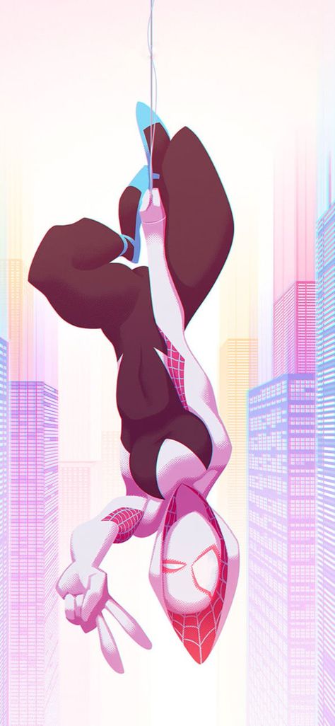 Spider Gwen Hanging Upside Down, Girl Spiderman Wallpaper, Spidergwen Wallpapers, Wallpaper Spider Girl, Spider Women Wallpaper, Spider Woman Poses, Spidergirl Drawing, Spidergirl Wallpaper, Gwen Background