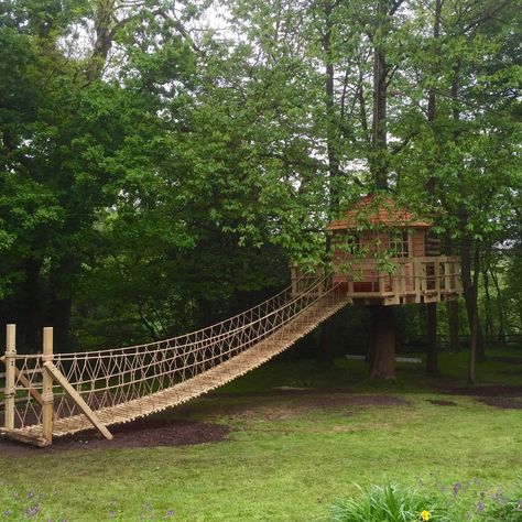 Garden Log Rope Bridge Kids Dream Backyard, Bridge Entrance, Backyard Ideas For Kids, House Bridge, Tree House Ideas, Treehouse Masters, Bridge Structure, Rope Bridge, Children Playground