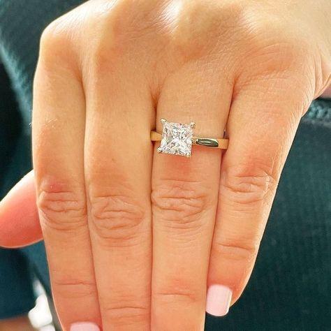 Princess Cut Engagement Rings Gold, Square Engagement Rings, Wedding Rings Princess Cut, Engagement Ring Solitaire, Engagement Rings Princess, Princess Cut Moissanite, Future Engagement Rings, Princess Cut Gold, Moissanite Engagement Ring Solitaire