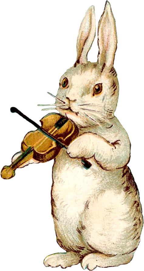 Easter Songs, Playing The Violin, Vintage Easter Cards, Easter Postcards, Easter Images, The Violin, Vintage Rabbit, Vintage Bunny, Easter Art