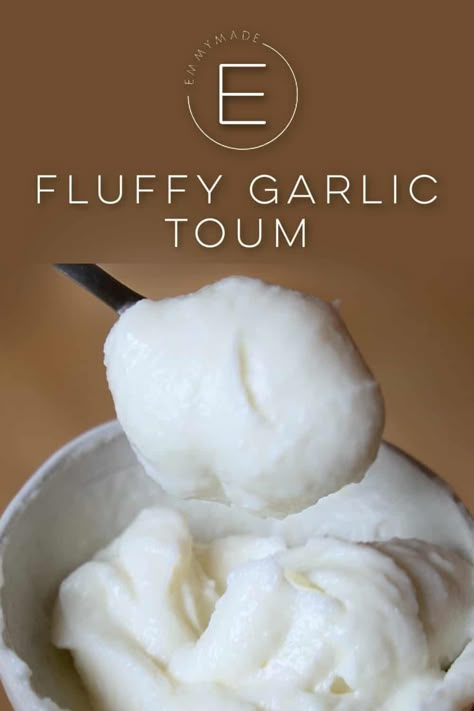 Toum - Lebanese Whipped Garlic Sauce Whipped Garlic Sauce, Whipped Garlic Butter, Garlic Whip, Toum Garlic Sauce, Toum Recipe, Whipped Garlic, Lebanese Garlic Sauce, Garlic Dip, Homemade Condiments