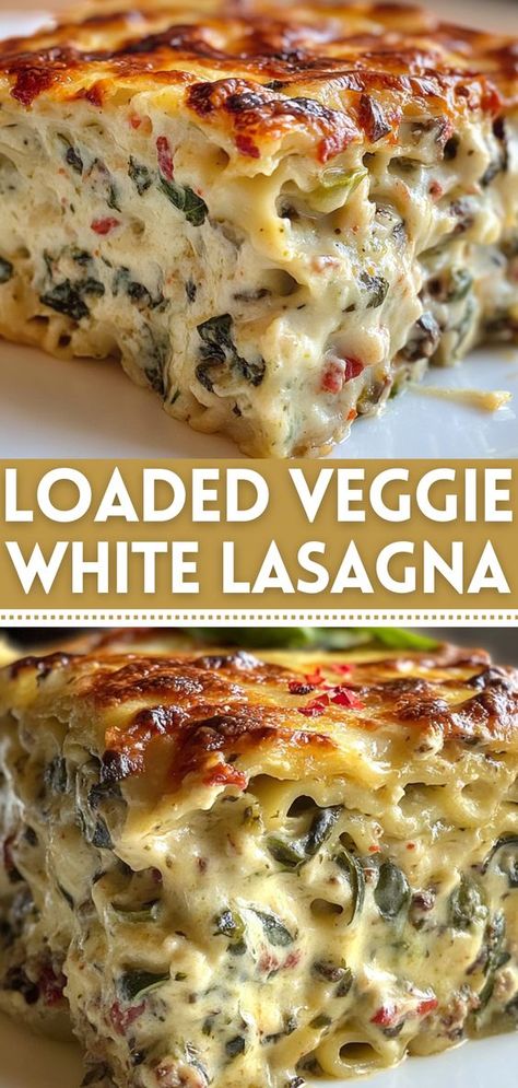 Creamy Veggie Lasagna Recipe, Veggie Lasagna No Noodles, Main Dish Veggie Recipes, Veggie Lasagna Recipe Healthy, Meat Free Lasagna Recipe, Gf Lasagna Noodles, Easy Meatless Dinner Recipes For Family, Creamy Veggie Lasagna, Vegetarian White Lasagna Recipe