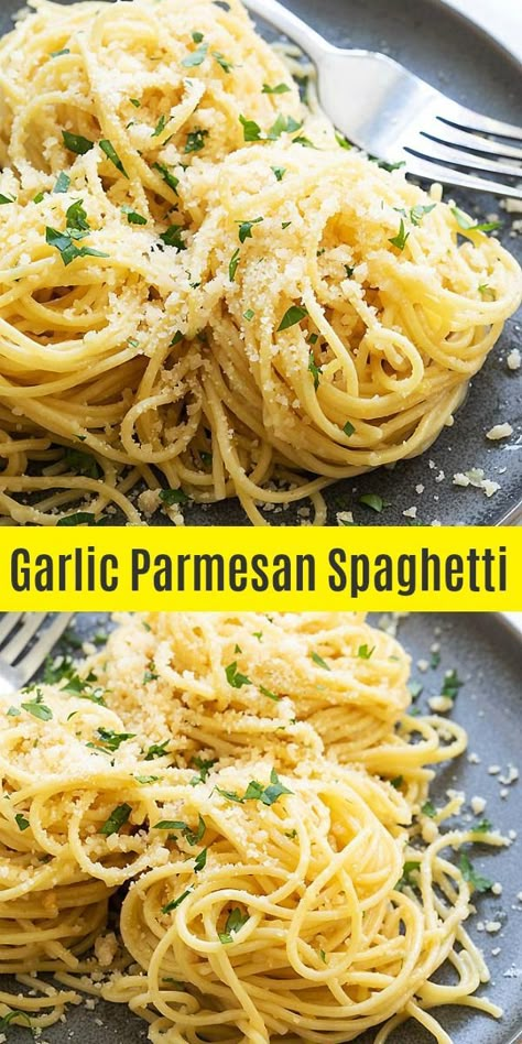 Garlic Speggetti, Quick Linguine Recipes, Spaghetti With No Sauce, Pasta Meals Without Meat, Spaghetti Without Sauce, Gluten Free Spaghetti Recipes, No Sauce Spaghetti Recipes, Spaghetti No Meat Recipes, Thick Spaghetti Noodles