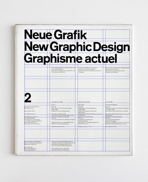 Richard Paul Lohse, Josef Müller-Brockmann, Hans Neuburg & Carlo Vivarelli / Neue Grafik/New Graphic Design/Graphisme Actuel / Issue 2 / Magazine / 1959 Text Book Design Layout, Swiss Book Design, Swiss Grid Design, Grid Design Layout, Modular Grid, Editorial Design Layouts, Editorial Layout Design, Process Book, Manual Design