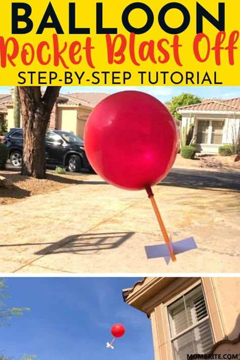 Diy Rocket For Kids, Balloon Steam Activities, Balloon Stem Activities, Balloon Experiments For Kids, Rocket Steam Activities, Balloon Activities For Kids, Stem Rocket Activity, Balloon Rockets For Kids, Ballon Rocket