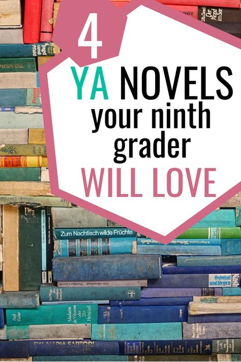 colorful book stack, four ya young adult novels your ninth grader will love 9th Grade Reading List, High School Reading List, 10th Grade English, School Writing Prompts, Freshman English, High School Reading, High School Books, High School Writing, Highschool Freshman