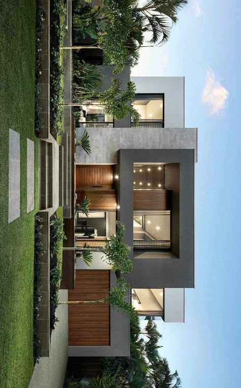 Modern House Landscaping, Contemporary Architecture Residential, House Outer Design, Contemporary House Exterior, Outer Design, Modern Villa Design, House Facades, Decor Ideas For Living Room, Minimalist House