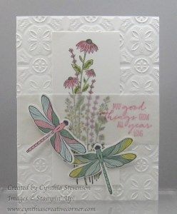 GOOD THINGS GROW ALL YEAR – Cynthia's Creative Corner Cards With Dragonflies, Dragonfly Garden Stampin Up Cards, Dragonfly Cards, Stampin Up Anleitung, Vellum Cards, Dragonfly Dreams, Making Greeting Cards, Embossed Cards, Fancy Fold Cards