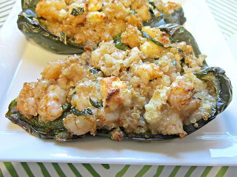 Crab Stuffed Poblano Peppers, Shrimp And Cheese Stuffed Poblanos, Cajun Shrimp Stuffed Poblano Peppers, Grilled Stuffed Poblano Peppers, Southwest Stuffed Poblano Peppers, Stuffed Poblanos, Cajun Dishes, Cajun Shrimp, Stuffed Poblano Peppers