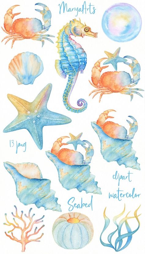 Seaweed Template, Undersea Watercolor, Under The Sea Illustration, The Sea Illustration, Sea Clipart, Sea Illustration, Illustration Kids, Visual Memory, Illustrations Design