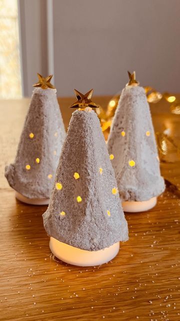 Led Tea Light Crafts, Egg Carton Crafts Christmas, Egg Carton Christmas Tree, Christmas Egg Carton Crafts, Egg Cartons Craft, Egg Carton Christmas Crafts, Egg Carton Christmas, Chrismas Diy, Hygge Diy