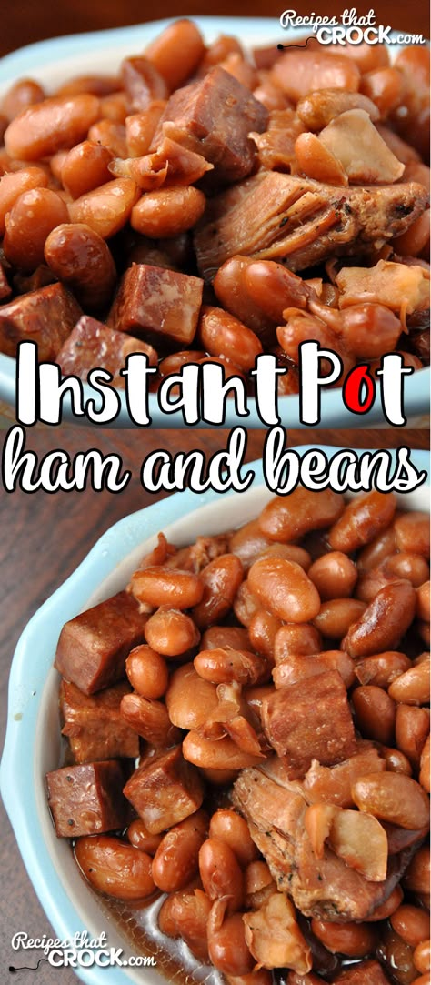 Do you love ham and beans, but don’t have all day to cook them? Then you are going to love this Instant Pot Ham and Beans recipe! Simple and flavorful! No soaking required! Instant Pot Pinto Beans With Ham Hock, Instant Pot Beans And Ham, Instant Pot Pinto Beans And Ham, Instant Pot Ham And Beans, Ham And Beans Recipe, Instant Pot Beans Recipe, Instant Pot Beans, Ham Hocks And Beans, Soak Beans