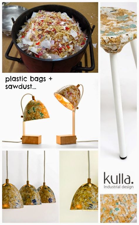 Upcycle: When sawdust meets plastic bags ... | the ReFab Diaries Recycler Diy, Plastik Recycling, Plastic Bag Crafts, Fused Plastic, Upcycle Plastic, Recycle Design, Upcycling Design, Recycled Plastic Bags, Plastic Recycling