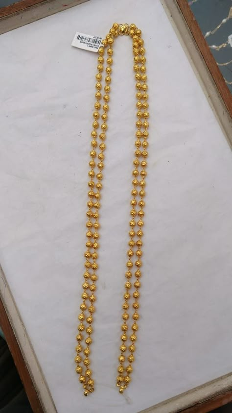 Gold Balls Haram Designs, Mohan Maal Gold, Mohanmala Gold Design, Mohan Mala Jewellery Gold, Gold Mala Designs, Gold Mala, Gold Neck Chain, Indian Gold Necklace Designs, Indian Gold Necklace