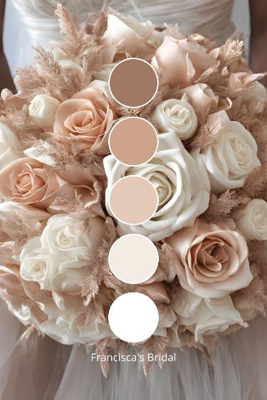 Wedding Themes Colors Colour Palettes, Wedding Colors For May Weddings, Blush Pink Gold White Color Palette Wedding, White Peach Color Palette, Color Swatches For Wedding, August Themed Wedding, Colors For October Wedding, Pearl Pink Wedding Color Schemes, Pearl Wedding Theme Color Schemes