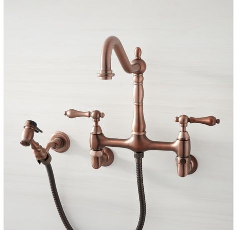 Bronze Faucet Kitchen, Farmhouse Faucet, Steampunk Bathroom, Kitchen Faucet Design, Oil Rubbed Bronze Faucet, Modern Grey Kitchen, Wall Mount Kitchen Faucet, Secret Kitchen, Grey Kitchen Designs