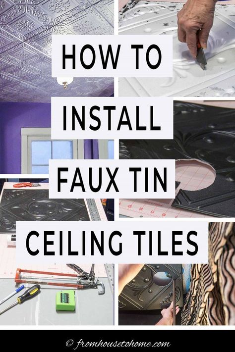 Ceiling Tiles Diy, Faux Tin Tiles, Diy Gifts For Christmas, Styrofoam Ceiling Tiles, Covering Popcorn Ceiling, Tiles Diy, Faux Tin Ceiling, Faux Tin Ceiling Tiles, Sewing Room Storage