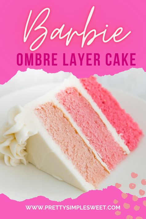 Pink Cake Flavors, Pink Vanilla Cake, Pink Layer Cake, Different Shades Of Pink Cake, Pink Velvet Cake, Vanilla Cake With Pink Frosting, Pink Ombre Cake Ideas, Pink Desserts Recipes, Barbie Cake Birthday