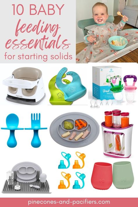 Starting Solids Must Haves, Baby Feeding Essentials, Baby Food Essentials, Infant Feeding Schedule With Solids, Baby Starting Solids, Baby Solids, Feeding Baby Solids, When Do Babies Start Eating Baby Food, Starting Solids Baby