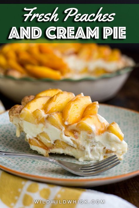 No Bake Peach Cream Pie, Peach Chiffon Pie, Fruit Pie Recipes, Peaches And Cream Pie, Pies Recipes, Peach Recipes, Peach Desserts, Fresh Peaches, Peaches And Cream