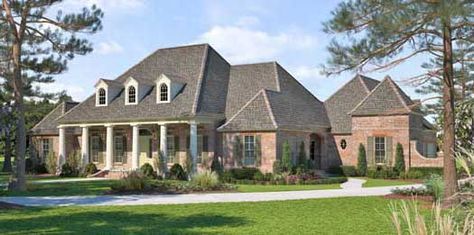 Southern Style House Plans - Plan 91-162 Symmetrical Kitchen, House Plans With Bonus Room, Single Story House Floor Plans, Madden Home Design, Acadian Style Homes, Acadian Homes, Acadian House Plans, Single Story House, Brick Archway