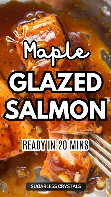 This easy homemade maple glazed salmon recipe is a delicious, fatty fish in a sweet maple glaze covering each tender piece in every bite. A healthy pan fried Salmon recipe, perfect for a simple seafood lunch or dinner. Maple Salmon Bites, Maple Glazed Salmon Grilled, Maple Glazed Salmon Recipes, Maple Glaze For Salmon, Maple Salmon Recipes Baked, Maple Glazed Salmon Air Fryer, Salmon Apple Recipes, Maple Glazed Salmon Oven, Salmon Fried Recipes