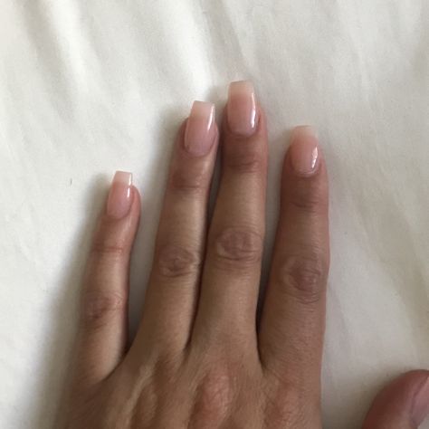 Very Natural Acrylic Nails, Nails For Private School, Clear Round Nails, Private School Nails, Fake Nails That Look Natural, Nail Ideas Short Natural, Clear Nails Square, Squared Oval Acrylic Nails, Nails For Stubby Fingers