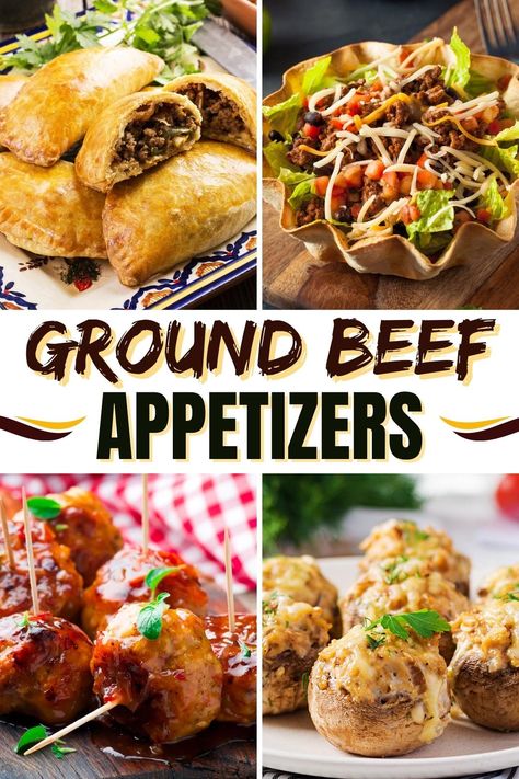 Ground Beef Appetizers Apps With Ground Beef, Hamburger Meat Finger Foods, Appetizer Using Ground Beef, Appetizers Using Hamburger Meat, Ground Beef Finger Food Recipes, Ground Beef Finger Food, Ground Beef Party Food, Ground Beef Football Food, Appetizers With Beef