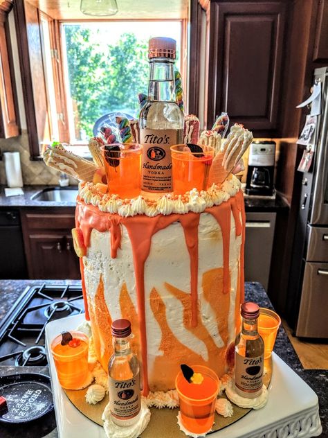 Vodka Birthday Cake, Vodka Cake, Liquor Cakes, Alcohol Birthday Cake, Liquor Cake, Pink Velvet Cupcakes, Alcohol Cake, 21st Birthday Cakes, Velvet Cupcakes