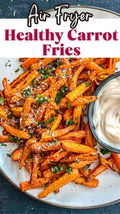 Discover how to make crispy air fryer carrot fries with our easy recipe. These seasoned carrot fries are perfectly crispy and make a delicious and healthy side dish. Ready in less than 25 minutes, this quick and simple recipe is perfect for any meal. Follow our step-by-step guide to create these tasty veggie fries that are sure to become a favorite. Air Fry Carrot Fries, Airfry Carrot Fries, Air Fryer Recipes Carrots, Airfryer Carrot Fries, Carrots Air Fryer Recipe, Air Fryer Carrot Recipes, Healthy Fries Air Fryer, Air Fried Carrot Fries, Air Fryer Celery