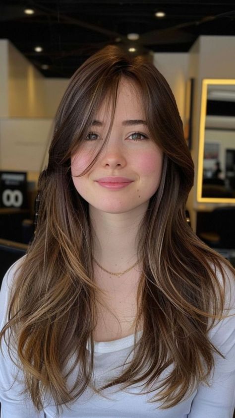 Large Forehead Hairstyles, Big Forehead, Long Layered Haircuts, Chic Hairstyles, Trending Haircuts, Long Layered Hair, Hairstyles For Round Faces, Inspirational Celebrities, American Beauty