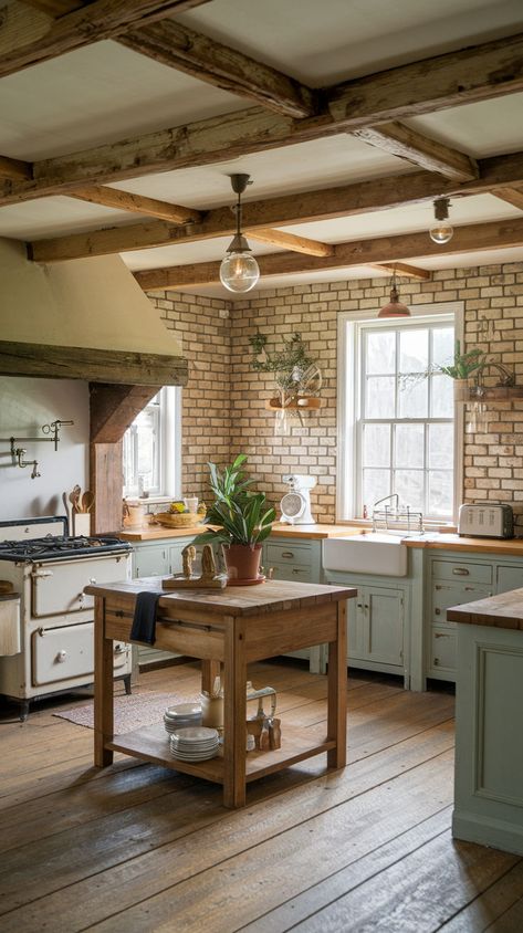 Maximize your space with these small kitchen island ideas. Perfect for creating extra storage and work areas in compact kitchens. #SmallKitchenIsland #KitchenIslandIdeas #UniqueKitchenDesign Kitchen Block Island, Small Free Standing Kitchen Island, Small Kit Hen Island, Butcher Block In Kitchen, Small Kitchen Small Island, Kitchens With No Island, Small Kitchen With Large Island, Rustic Kitchen Islands Ideas, Mismatched Kitchen Island