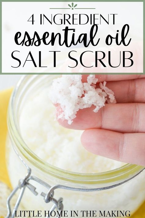 Spa Salt Scrub, How To Make Salt Scrub Recipes, Salt Scrub Recipe Essential Oils, Epsom Salt Hand Scrub Diy, Diy Body Scrub Epsom Salt, Sea Salt Scrubs With Essential Oils, Salt Hand Scrub Diy Recipes, Salt Scrubs With Essential Oils Easy Diy, Epsom Salt Body Scrub Recipes