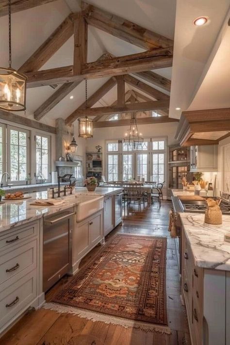 Barn Style House Plans, Dream Kitchens Design, Dream Life House, Future House Ideas, Farmhouse Kitchen Design, Dream House Ideas, Dream House Rooms, Barn Style House, Spacious Kitchens