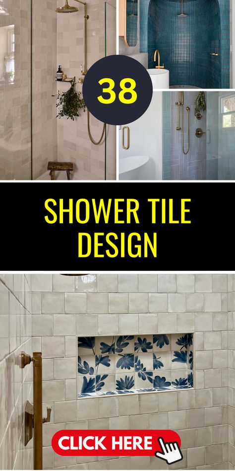 Unique Shower Tile Designs: 38 Inspirational Ideas for Your Bathroom - placeideal.com Restroom Decor Ideas Colors, Large Bathroom Makeover, Shower Tile Ideas Bathtub, Unique Shower Tile, Rustic Shower Tile, Vertical Shower Tile, Bath Tile Design, Tile Around Bathtub, Large Tile Bathroom