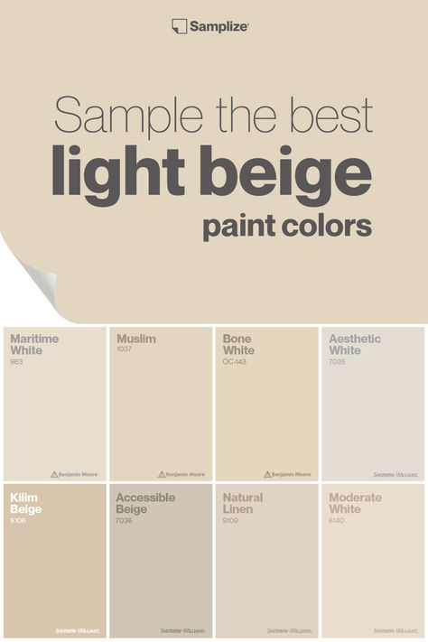 Sample the best light beige paint colors with Samplize to help elevate your space effortlessly. Sand Beige Paint Color, Room Painting Ideas Light Colors, Beige Aesthetic Wall Paint, Light Beige Paint Colors Bedrooms, Light Color Paint For Home, Sand Colored Paint, Light Khaki Paint Color, Asian Paint Beige Color, Light Sand Paint Color