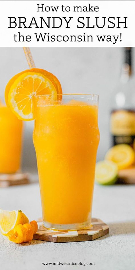 Brandy Slush Recipe Without Tea, Brandy Slush Wisconsin, Brandy Slush Recipe Wisconsin, Brandy Slush Recipe, Brandy Slush, Brandy Sour, Classic Christmas Recipes, Lemonade Slush, Vodka Slush