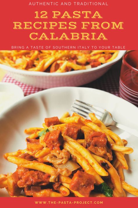 This collection of pasta recipes from Calabria in Southern Italy is just a sample of the tasty, hearty and filling dishes in the Calabrian cuisine. Authentic Italian pasta recipes for any occasion. #calabria #italianpasta #pastarecipes #authenticitalianpasta #thepastaproject Calabrian Recipes, Calabrese Recipes, Authentic Italian Pasta Recipes, Italian Pasta Recipes Authentic, Authentic Italian Pasta, Traditional Italian Recipes, Pasta And Sauce, Fish Pasta, Gnocchi Pasta