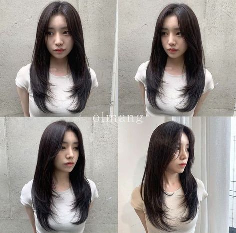 Potongan Oval Layer, Oval Long Hair, Korean Straight Haircut, Oval Face Haircuts Long, Korean Wolfcut, Oval Layered Haircut, Oval Haircut, Korean Long Hair, Pretty Hair Cuts