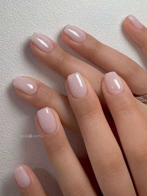 Short Acrylic Milky Nails, Dip Nails Milky White, Milky Off White Nails, Simple Sophisticated Nails, Classy Korean Nails, Sheer Nails Dip, Milky Nails With Design Short, Milky Natural Nails, Milky Biab Nails