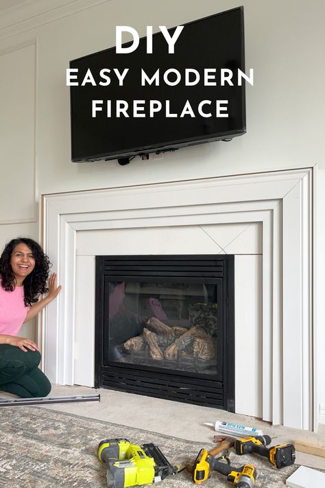 How To Build A Fireplace Surround Diy, Recessed Gas Fireplace, Fireplace Insert Ideas Gas, Electric Fireplace Surrounds And Mantels, Upgrade Fireplace Surround, Electric Fireplace Brick Surround, Picture Frame Fireplace Surround, Diy Fireplace Surround Electric, Diy Fireplace Surround Easy How To Build