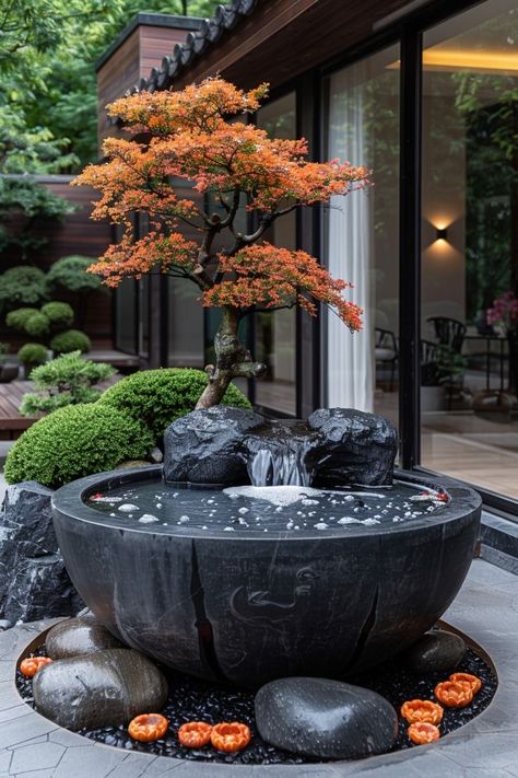 Small Japanese Garden, Japanese Garden Landscape, Garden Pond Design, Zen Garden Design, Diy Garden Fountains, Japan Garden, Japanese Garden Design, Asian Garden, Water Features In The Garden